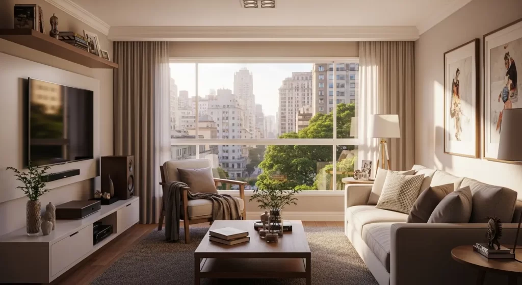 Apartamento em São Paulo protegido por seguro residencial com móveis e eletrodomésticos à vista. - DLX Corretora de Seguros em São Paulo