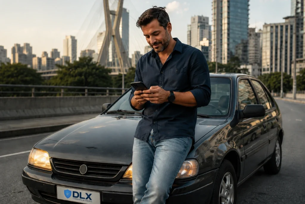 Motorista consultando cotação de seguro auto para carros com mais de 10 anos em São Paulo - Seguro Auto - DLX Corretora de Seguros