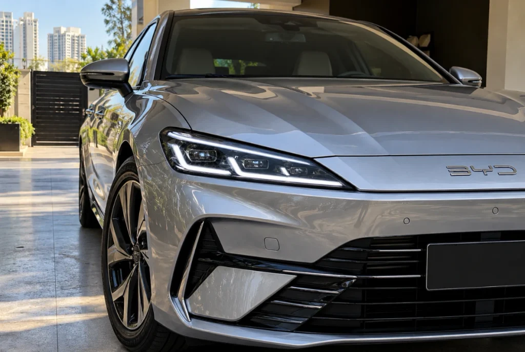 Seguro para carro importado: sedã de luxo estacionado em garagem residencial em São Paulo - Carro Chines - Seguro para Carro Importado - Seguro Auto - DLX Corretora de Seguros