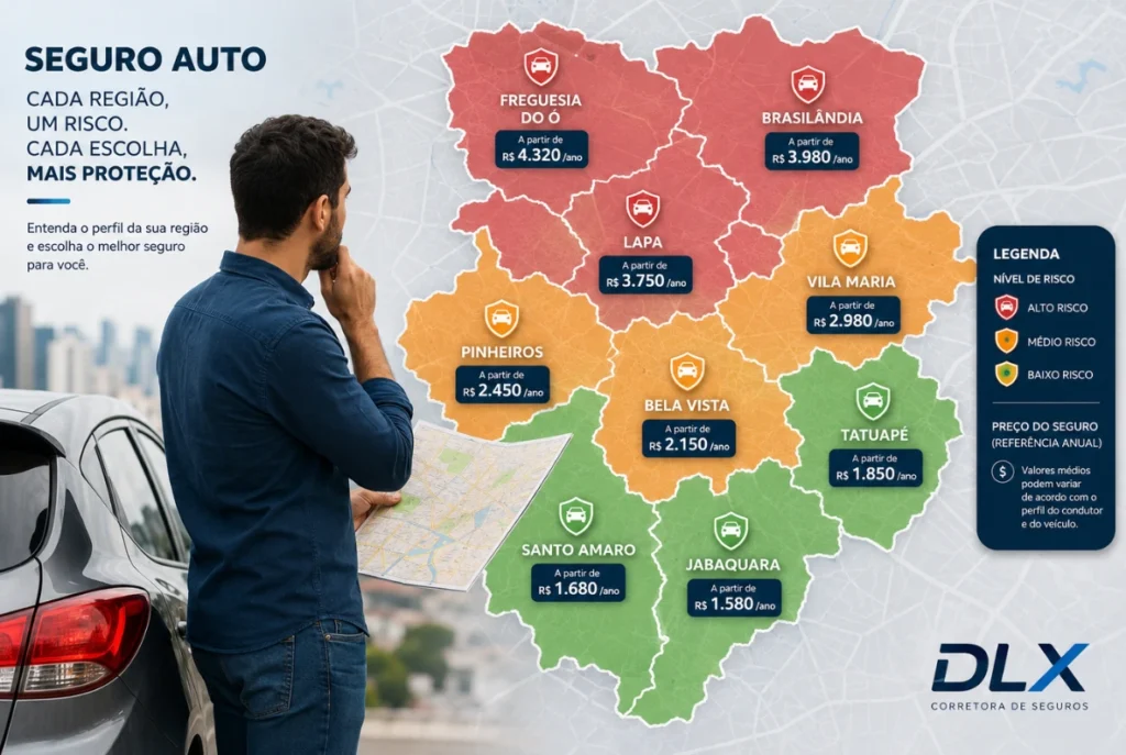 seguro auto por bairro São Paulo - variação de preço por região - Seguro Auto em São Paulo - Seguro Auto - DLX Corretora de Seguros